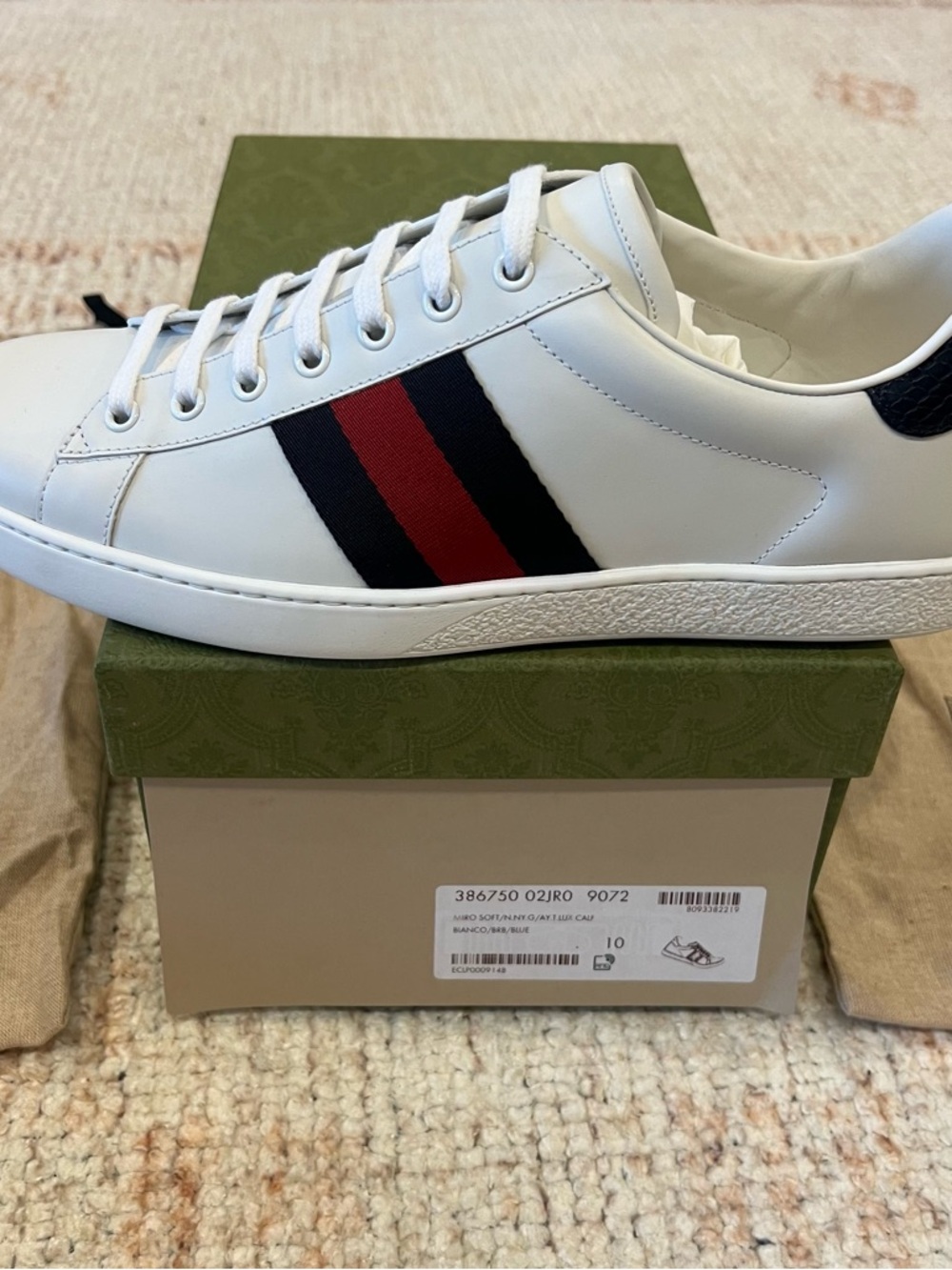 NIB Gucci men’s Ace Sneaker / Blue/Red/Blue - size 10 never worn with box, paper - Picture 11 of 15